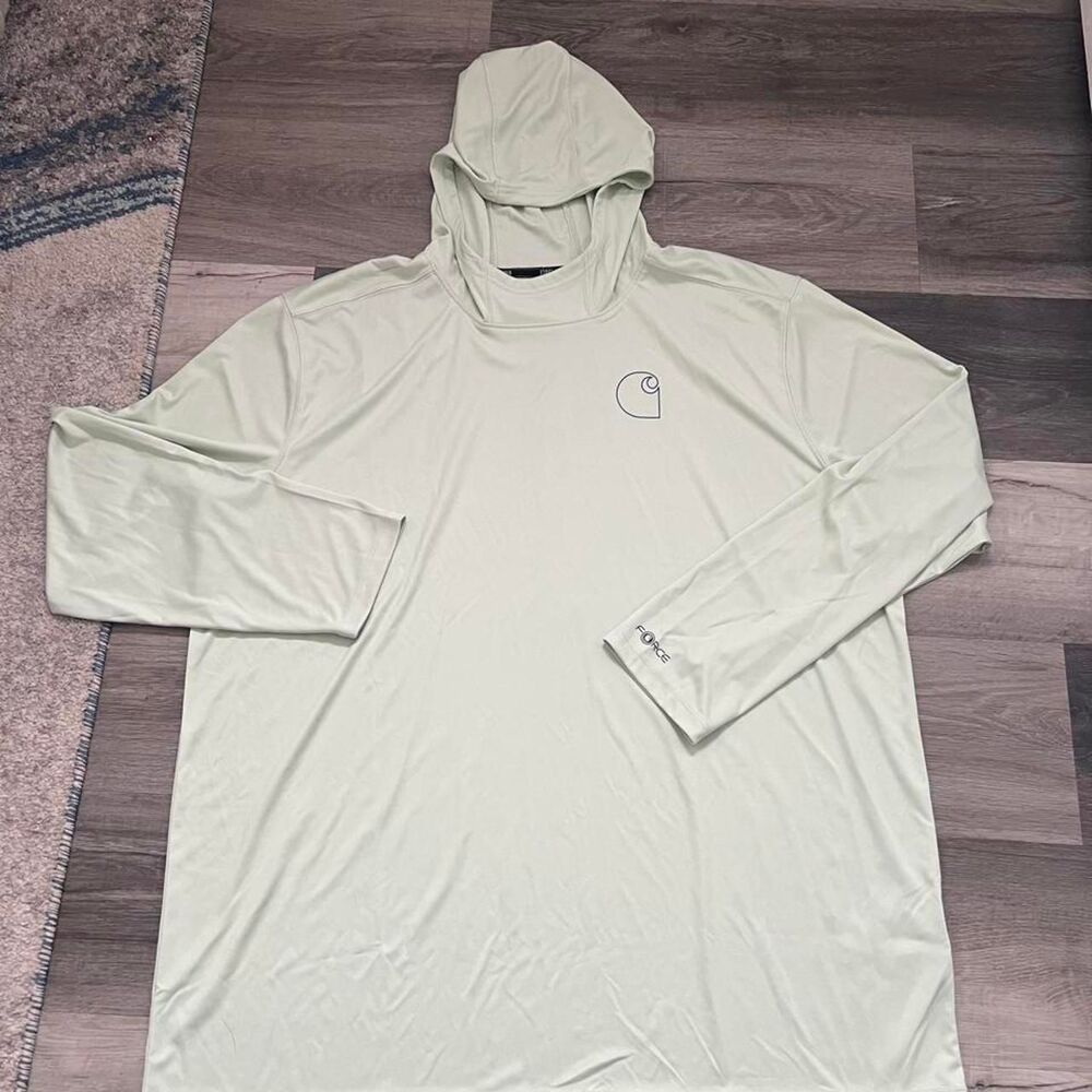 Carhartt Men's Green and Cream Hoodie